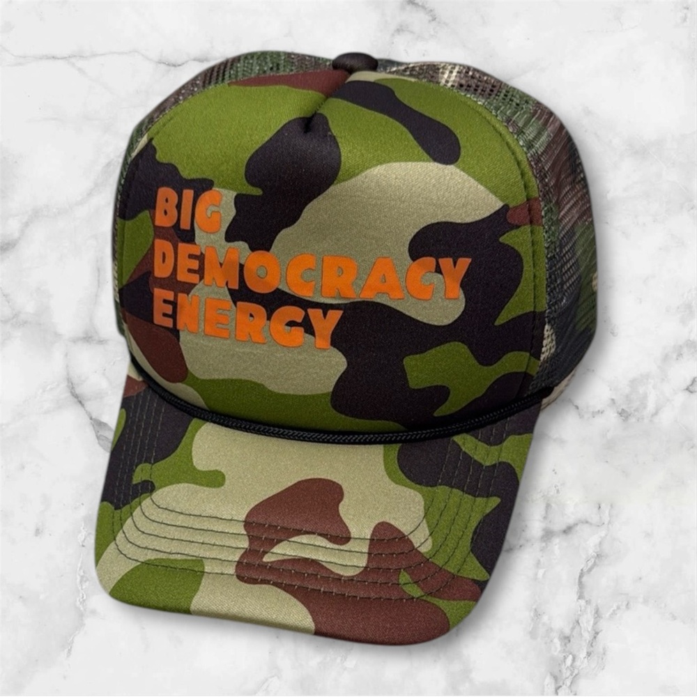 Uplifters Camouflage Trucker Hat with Orange Text unisex OS